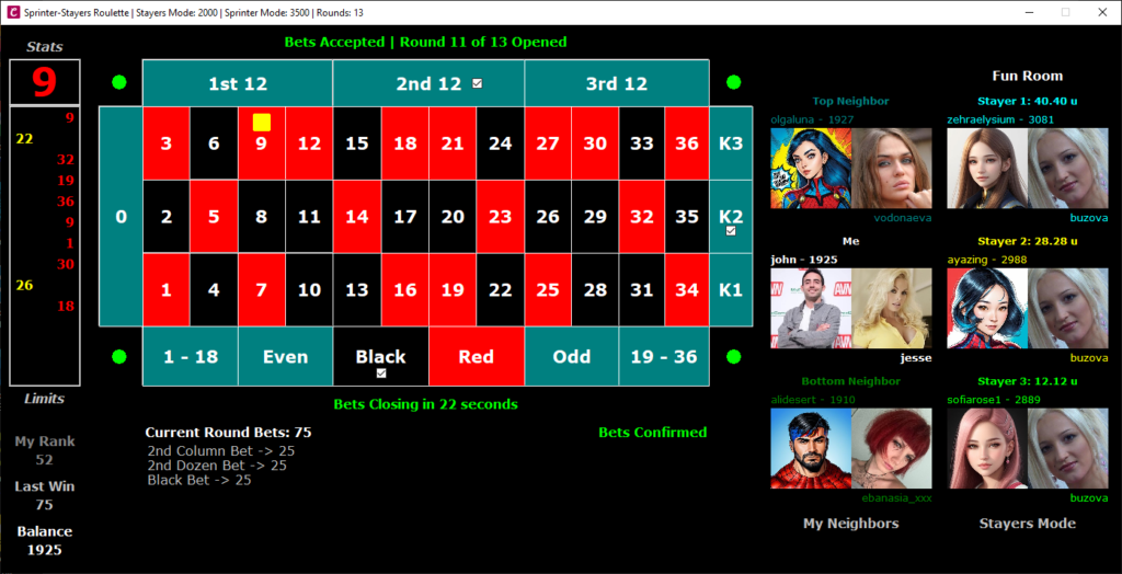 Bongacams earnings roulette table